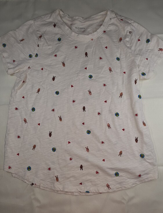 Old Navy Tops - Old Navy White Peace Sign and Heart T-Shirt Women's Size Small Sku 0285